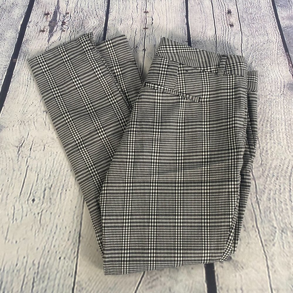 Banana Republic Plaid Houndstooth Cropped Pants Black/White - Picture 8 of 8